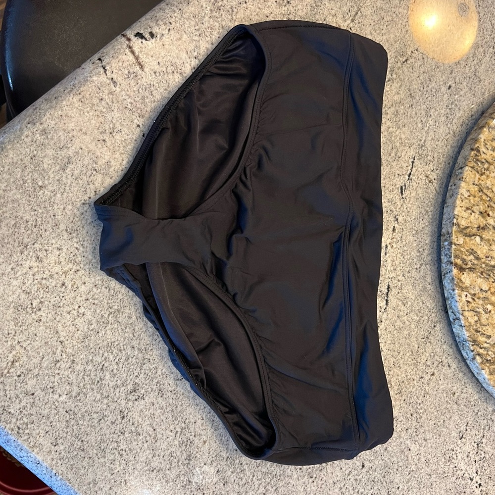 Lands End Black High Rise Tummy Control Swimsuit Bottoms Size 18W in Black